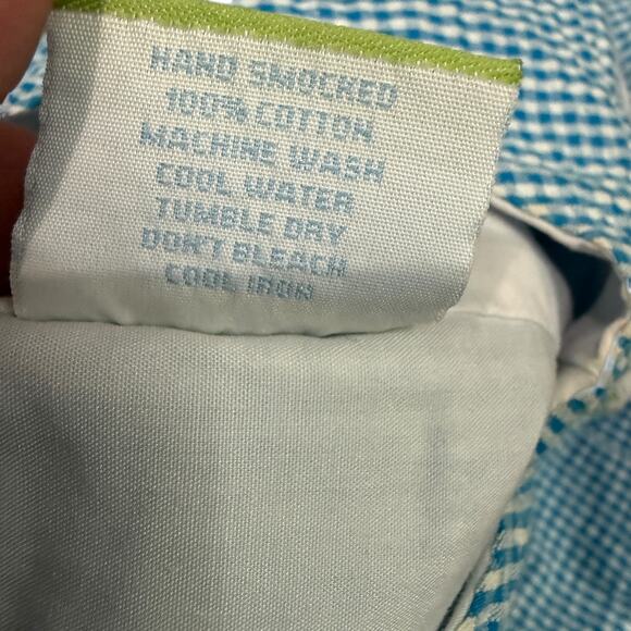 Velani Light Blue Check Smocked Green Alligator Day at Beach Jon Jon 12Months - Picture 4 of 5